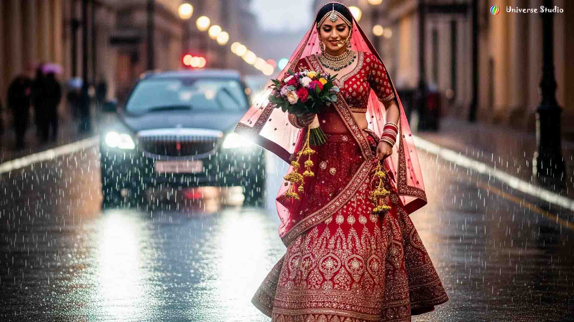 Image of a Wedding Bride on the road